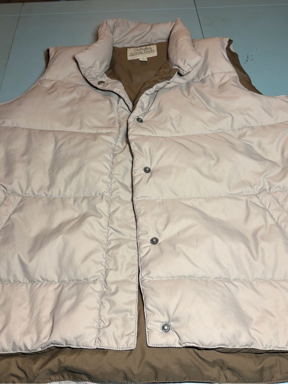 Cabelas Goose Down Puffer Best Beige And Brown Hunting Size Large